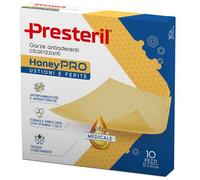 Presteril HoneyPRO - Garze Antiaderenti Cicatrizzanti per Ustioni e Ferite Misura 10 x 10 cm, 10 Pezzi