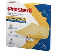 Presteril HoneyPRO - Garze Antiaderenti Cicatrizzanti per Ustioni e Ferite Misura 10 x 10 cm, 10 Pezzi