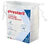 PRESTERIL Quadrotti Di Cotone Idrofilo 8x7,5cm - 50 Pezzi