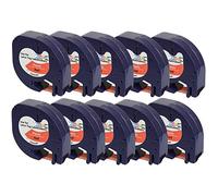 Prestige Cartridge 10 etichette in plastica 91203 91223 S0721680 S0721630 nero su rosso (12 mm x 4 m) compatibili con LetraTag LT110T, LT100H, LT100T, QX50, XR, XM, 2000