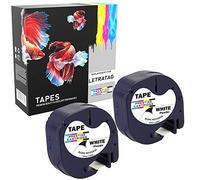 Prestige Cartridge 2 Compatibili Cassettes 91201 S0721610 S0721660 nero su bianco 12mm x 4m Nastri di Plastica per Etichettatrici Dymo LetraTag LT100H LT100T LT110T QX50 XR XM 2000 Plus