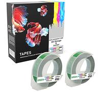 Prestige Cartridge 2x S0898160 Bianco su Verde Nastro Goffratura per Etichette (9mm x 3m) compatibile per Dymo S0717930 Omega Home & S0717900 S0717910 Junior Etichettatrici