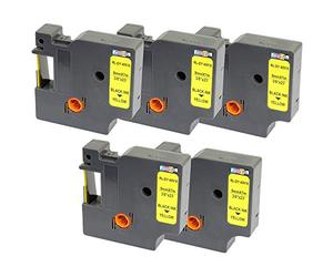PRESTIGE CARTRIDGE 5x Nastro per Etichette compatibile per Dymo D1 40918 S0720730 Nero su Giallo 9mm x 7m per DYMO LabelManager 160 210D 220P 260P 280 360D 420P 500TS PnP MobileLabeler 450 Duo
