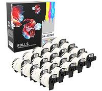 PRESTIGE CARTRIDGE, Compatible DK22205 Continuous White Standard Address Labels for Brother QL-500, QL-550, QL-560, QL-570, QL-580N, QL-650TD, QL-700, QL-720NW, QL-1050, QL-1060N Label Printers (62mm x 30.48m)