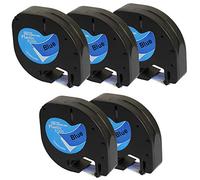 Prestige Cartridge Etichette in plastica 91205 91225 S0721700 S0721650 Nero su Blu (12 mm x 4 m) Compatibile con LetraTag LT110T, LT100H, LT100T, QX50, XR, XM, 2000