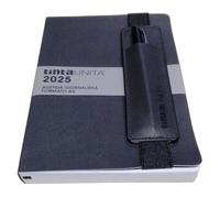 PRESTIGE & DELUXE Agenda 2025 Giornaliera Tinta Unita Pool Over 21x15 cm nera Blocco fisso con astuccio penna copertina Similpelle + penna a scatto e segnalibro