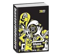 PRESTIGE & DELUXE Agenda compatibile con diario scuola Bastardidentro Intensamente giallo fluo nero 2026-2027 f.to Standard 18x14 cm + Omaggio portachiave Fischietto e Penna colorata