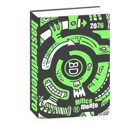 PRESTIGE & DELUXE Agenda compatibile con diario scuola Bastardidentro miticamente fluo verde nero 2025-2026 f.to Standard 18x14 cm + Omaggio portachiave Fischietto e Penna colorata