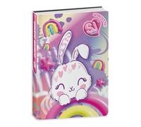 PRESTIGE & DELUXE Agenda compatibile con Diario Scuola Seven SJ Girl coniglio 2025-2026 datato F.to standard 20x15 cm + portachiave paillettes e penna colorata