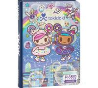 PRESTIGE & DELUXE Agenda compatibile con diario scuola Tokidoki azzurro 2025-2026 datato F.to Standard 18x13 cm + portachiave pailettes e penna multicolore