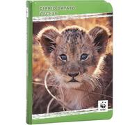 PRESTIGE & DELUXE Agenda compatibile con scuola diario WWF leone 2025-2026 datato verde F.to Standard 18x14 cm + omaggio portachiave Fischietto e Penna multicolore