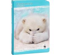 PRESTIGE & DELUXE Agenda compatibile con scuola diario WWF orso 2025-2026 datato azzurro F.to Standard 18x14 cm + Omaggio portachiave Fischietto e Penna Glitterata
