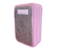 PRESTIGE & DELUXE Astuccio Corredo Tinta Unita Pool Over 3 Cerniere Gradient glamour elegant Rosa completo di cancelleria per Scuola Bambina Ragazza + portachiave e penna colorata