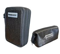 PRESTIGE & DELUXE Astuccio Corredo Tinta Unita Pool Over 3 Cerniere Nero glamour Elegant completo di cancelleria + astuccio bustona Zip per Scuola Bambina Ragazza + portachiave e penna colorata