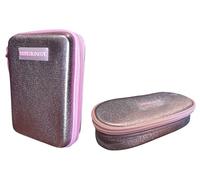 PRESTIGE & DELUXE Astuccio Corredo Tinta Unita Pool Over ONE TIME Gradient Glamour elegant Rosa completo di cancelleria + astuccio ovale Zip per Scuola Bambina Ragazza + portachiave e penna colorata
