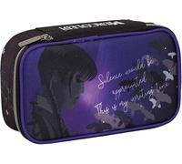 PRESTIGE & DELUXE Astuccio Mercoledì quick case zip completo di pastelli pennarelli e cancelleria per la scuola 44 pezzi + portachiave personaggio