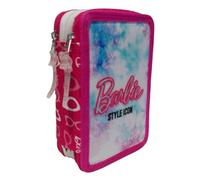 PRESTIGE & DELUXE Astuccio Scuola compatibile con Barbie 3 piani completo Rosa azzurro + omaggio portachiave paillettes e penna colorata