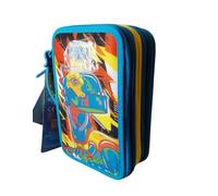 PRESTIGE & DELUXE Astuccio scuola Dino Dinosauro Pool Over - 3 piani completo di cancelleria per bambino + omaggio portachiave fischietto e penna multicolore