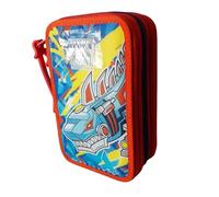 PRESTIGE & DELUXE Astuccio scuola Shark Squalo Tinta Unita - 3 piani completo di cancelleria per bambino + omaggio portachiave fischietto e penna multicolore
