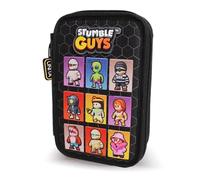 PRESTIGE & DELUXE Astuccio Scuola Stumble Guys personaggi - Pool Over 3 piani completo Nero Multicolore + omaggio portachiave personaggio