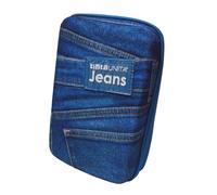 PRESTIGE & DELUXE Astuccio Scuola Tinta Unita Pool Over linea Jeans Blu Scuro One Time zip completo + omaggio portachiave fischietto