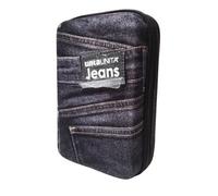 PRESTIGE & DELUXE Astuccio Scuola Tinta Unita Pool Over linea Jeans Nero One Time zip completo + omaggio portachiave fischietto