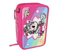 PRESTIGE & DELUXE Astuccio scuola Tokidoki Unicorno 3 piani zip arcobaleno + omaggio portachiave paillettes + penna colorata