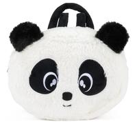 PRESTIGE & DELUXE Borsa zaino Plush Panda Mofu Mofu - tessuto vellutato colore bianco nero per donna 24 x 19 x 12 cm + portachiave