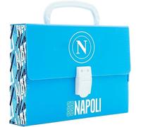 PRESTIGE & DELUXE Cartella Valigetta Napoli Blu in polionda per la scuola primaria comoda e pratica Dim 38x27x8 cm + omaggio portachiave squadra