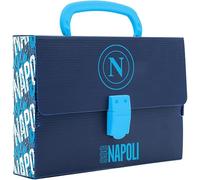 PRESTIGE & DELUXE Cartella Valigetta Napoli in polionda per la scuola primaria comoda e pratica Dim 38x27x8 cm + omaggio portachiave squadra