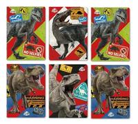 PRESTIGE & DELUXE Confezione 6 Quaderni compatibile con Jurassic World quadretti 10mm - Formato A4 21x 29,7 cm per la scuola + Omaggio portachiave fischietto
