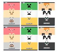 PRESTIGE & DELUXE Confezione 6 Quaderni compatibile con Minecraft Pixel - Formato A4 21x 29,7 cm per la scuola carta 100 gr. + portachiave fischietto