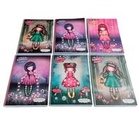 PRESTIGE & DELUXE Confezione 6 Quaderni compatibili con Santoro London a quadretti 5 mm con margine Quadro Q - Formato A4 21x 29,7 cm per la scuola + portachiave paillettes