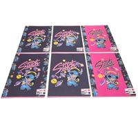 PRESTIGE & DELUXE Confezione 6 Quaderni lilo & Stitch a righe 1 RIGO - Formato A4 21x 29,7 cm per la scuola + portachiave