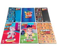 PRESTIGE & DELUXE Confezione 6 Quaderni Stumble Guys a righe RIGO B - Formato A4 21x 29,7 cm per la scuola + portachiave fischietto