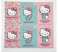 PRESTIGE & DELUXE Confezione 6 Quadernoni rigo Q - 5mm con margine - compatibile con Hello Kitty | 24 fogli carta 100 gr + portachiave paillettes e penna colorata