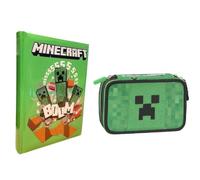 PRESTIGE & DELUXE Diario compatibile con Minecraft Team Miners 2026-2027 F.to Standard 18x14 cm + Astuccio 2 piani completo di cancelleria + portachiave fischietto e penna colorata