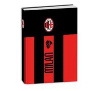 PRESTIGE & DELUXE Diario Milan Diavolo rossoneri F.to standard 18 x 14 cm per la scuola 2025/2026 - copertina imbottita + Omaggio portachiave calcio