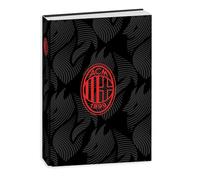 PRESTIGE & DELUXE Diario Milan rossoneri - versione black nera - F.to standard 18 x 14 cm per la scuola 2025/2026 - copertina imbottita + Omaggio portachiave calcio