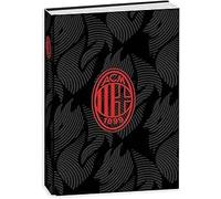PRESTIGE & DELUXE Diario Milan rossoneri - versione black nera - F.to standard 18 x 14 cm per la scuola 2025/2026 - copertina imbottita + Omaggio portachiave calcio