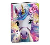 PRESTIGE & DELUXE Diario Scuola Seven SJ Girl Ragazza Linea Animal Dolce Unicorno delle stelle 2025-2026 datato F.to standard 20x15 cm + portachiave paillettes e penna multicolore
