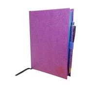 PRESTIGE & DELUXE Diario scuola Seven Tech linea glitterata con penna inclusa 2025-2026 datato fucsia F.to Standard 18x14 cm + Omaggio portachiave paillettes e Penna multicolore