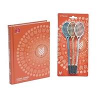 PRESTIGE & DELUXE Diario scuola Tennis Jannick Sinner Arancione - 12 mesi 2025-2026 F.to 18x14 cm + tris di penne gel inchiostro blu e omaggio portachiave racchetta