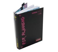 PRESTIGE & DELUXE Diario Scuola Tinta Unita 2025/2026 Nero Rosa - 12 Mesi Datato 384 Pagine Dim. 18 x 14 cm - Kit Accessori con Bustina Mesh + portachiave paillettes e penna multicolore