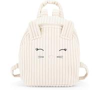 PRESTIGE & DELUXE Mini Zaino in Velluto Ufficiale Mofu Mofu Coniglio Bianco, con Spallacci Regolabili, Elementi 3D e Ricami, Pratica Chiusura a Zip, 16,5x22,5hx10 cm + portachiave