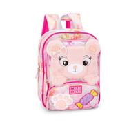 PRESTIGE & DELUXE Mini zaino zainetto Mofumofu Orsetta Rosa Scuola per bimba Dim. 23 x 30 x 10 cm + omaggio portachiave paillettes