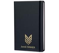 PRESTIGE & DELUXE Pigna - Notebook Taccuino Sinner 192 pagine da 80gr. - 1 rigo Dim. 13 x 21 cm chiusura con elastico scuola, ufficio, università + portachiave fischietto e penna colorata