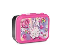 PRESTIGE & DELUXE Portamerenda Lunch Box Sj Seven Girl Coniglietto Dim. 18 x 12 x 7 cm per Scuola, Gite, Picnic e Mare + portachiave pailettes