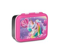 PRESTIGE & DELUXE Portamerenda Lunch Box Sj Seven Girl Unicorno Dim. 18 x 12 x 7 cm per Scuola, Gite, Picnic e Mare + portachiave paillettes