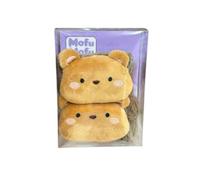 PRESTIGE & DELUXE Set 2 polsini plush 3D antigoccia - accessorio mofu mofu orso soffice e morbidi - per bambina ragazza + portachiave